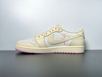 Travis Scott x Jordan 1 Retro Low Muslin Pink Sail Shy Pink