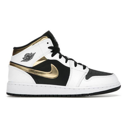 Jordan 1 Mid White Gold Black