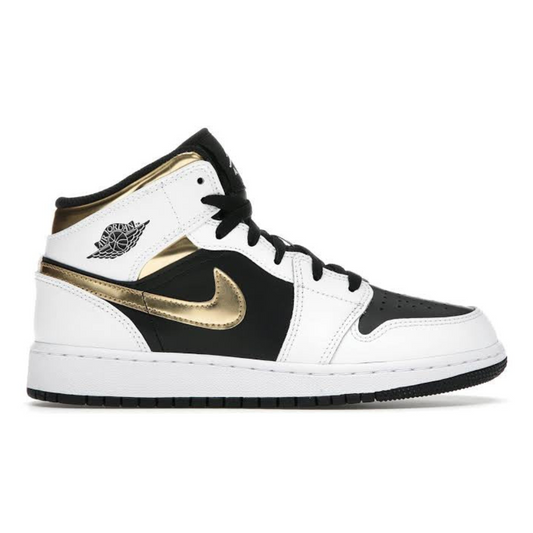 Jordan 1 Mid White Gold Black